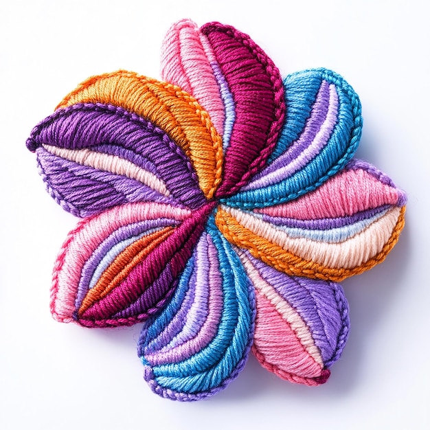 haft na tkaninie - kolorowy wzór